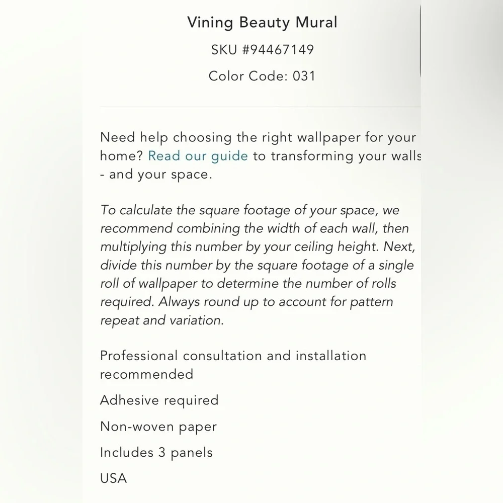 Anthropologie Vining Beauty Mural NIP